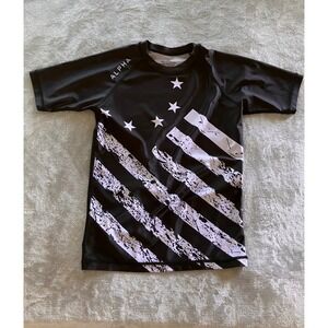 Alpha Rash Guard Youth Large Distressed Flag Jean Jacques Machado BJJ Shirt